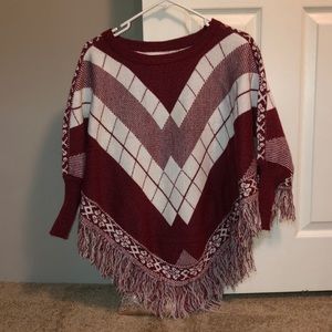 Maroon poncho with sleeves